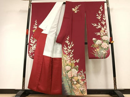平和屋着物●豪華振袖　駒刺繍　草花毬文　暈し染め　金彩　正絹　逸品　AABI1450fy