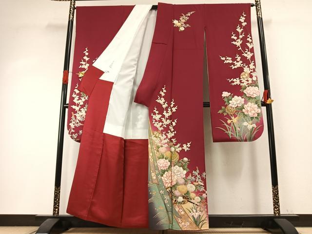 平和屋着物●豪華振袖　駒刺繍　草花毬文　暈し染め　金彩　正絹　逸品　AABI1450fy