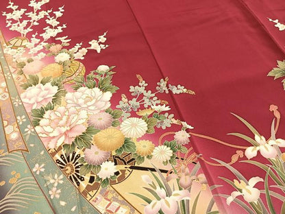 平和屋着物●豪華振袖　駒刺繍　草花毬文　暈し染め　金彩　正絹　逸品　AABI1450fy