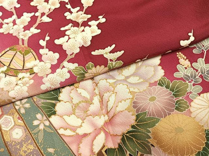 平和屋着物●豪華振袖　駒刺繍　草花毬文　暈し染め　金彩　正絹　逸品　AABI1450fy