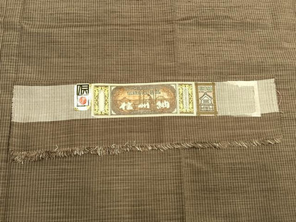 平和屋着物●信州紬　縞　証紙付き　正絹　逸品　未使用　AABI1452fy