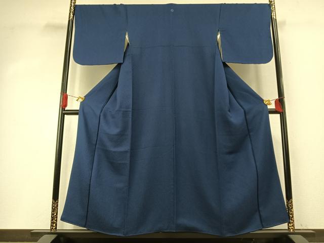 平和屋着物●上質な色無地　紺色　正絹　逸品　未使用　AABI1457fy