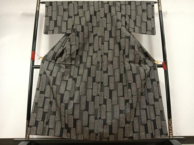 平和屋着物●本場大島紬　一元絣　短冊重ね文　正絹　逸品　未使用　AABI1459fy