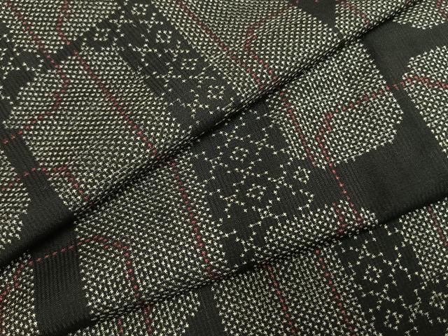 平和屋着物●本場大島紬　一元絣　短冊重ね文　正絹　逸品　未使用　AABI1459fy
