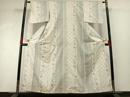 平和屋着物●本場大島紬　白大島　120亀甲　花間道　正絹　逸品　AABI1462fy
