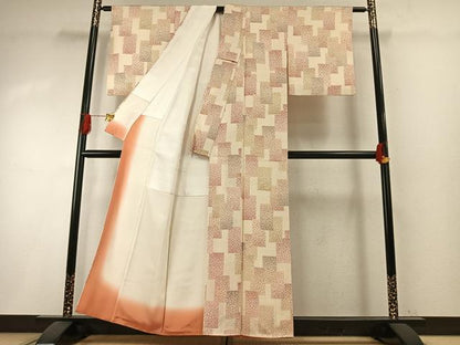 平和屋着物●重要無形文化財　人間国宝　中村勇二郎　小紋　色紙重ね花文　正絹　逸品　AABI1463fy