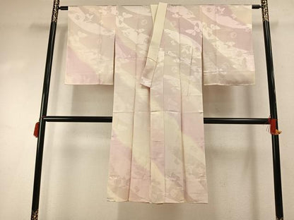 平和屋着物●長襦袢　無双仕立て　花蝶地紋　暈し染め　やまと誂製　正絹　逸品　未使用　AABI1465fy