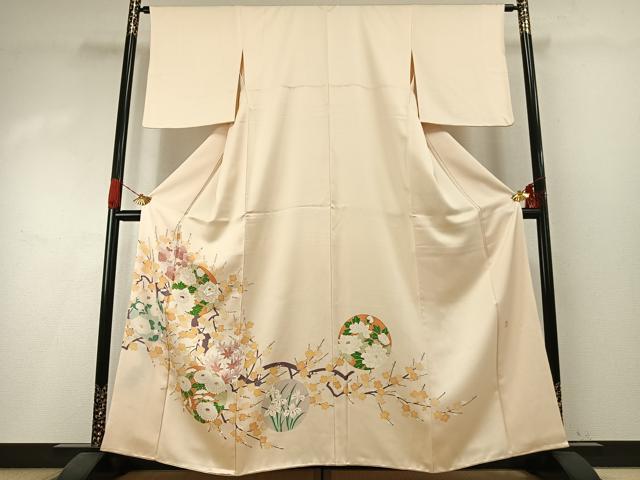 平和屋着物●訪問着　友禅　作家物　刺繍　花丸文　正絹　逸品　AABI1469fy