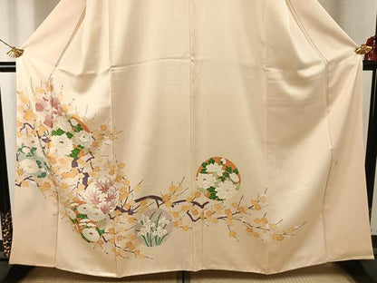 平和屋着物●訪問着　友禅　作家物　刺繍　花丸文　正絹　逸品　AABI1469fy