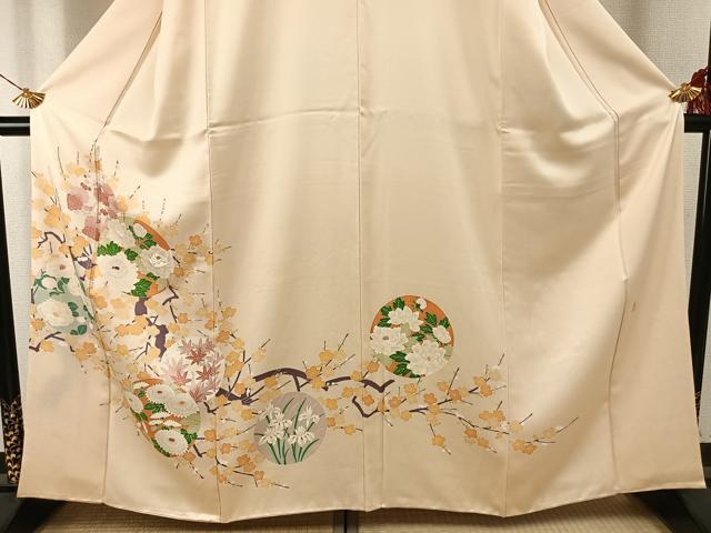 平和屋着物●訪問着　友禅　作家物　刺繍　花丸文　正絹　逸品　AABI1469fy