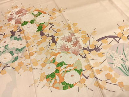 平和屋着物●訪問着　友禅　作家物　刺繍　花丸文　正絹　逸品　AABI1469fy