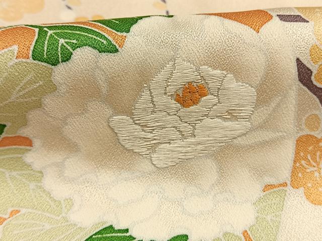 平和屋着物●訪問着　友禅　作家物　刺繍　花丸文　正絹　逸品　AABI1469fy