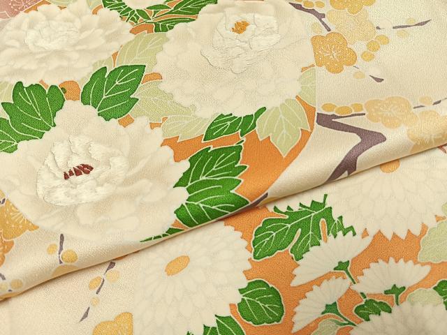 平和屋着物●訪問着　友禅　作家物　刺繍　花丸文　正絹　逸品　AABI1469fy