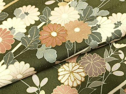 平和屋着物●訪問着　駒刺繍　草花文　金彩　正絹　逸品　未使用　AABI1474fy