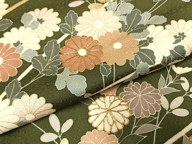 平和屋着物●訪問着　駒刺繍　草花文　金彩　正絹　逸品　未使用　AABI1474fy
