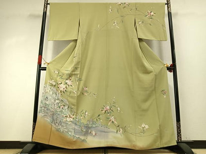 平和屋着物●訪問着　友禅　作家物　風景枝花文　暈し染め　正絹　逸品　AABI1475fy