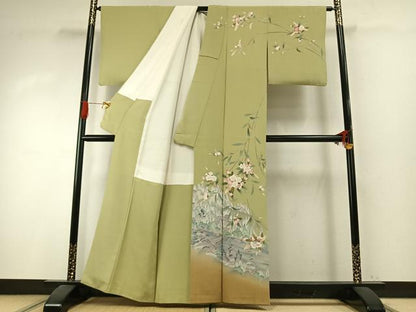 平和屋着物●訪問着　友禅　作家物　風景枝花文　暈し染め　正絹　逸品　AABI1475fy