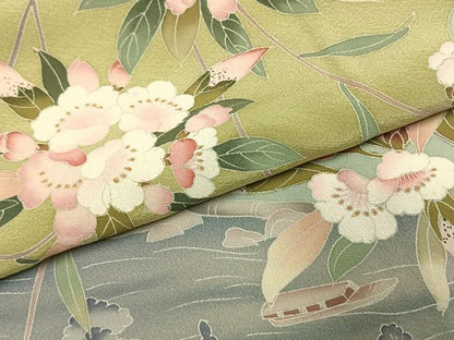 平和屋着物●訪問着　友禅　作家物　風景枝花文　暈し染め　正絹　逸品　AABI1475fy