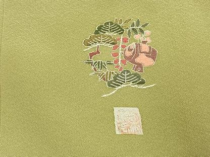 平和屋着物●訪問着　友禅　作家物　風景枝花文　暈し染め　正絹　逸品　AABI1475fy