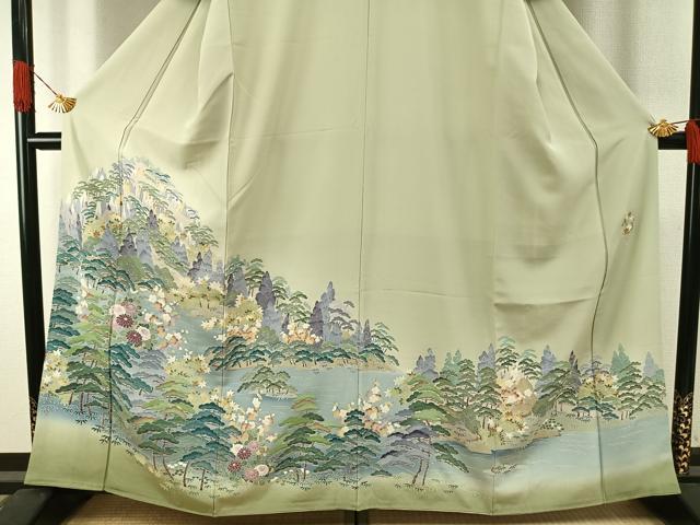 平和屋着物●高級染元　粋峰　林芳夫　京加賀友禅　訪問着　松竹梅　暈し染め　正絹　逸品　AABI1476fy