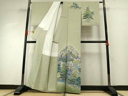 平和屋着物●高級染元　粋峰　林芳夫　京加賀友禅　訪問着　松竹梅　暈し染め　正絹　逸品　AABI1476fy