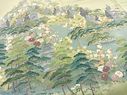 平和屋着物●高級染元　粋峰　林芳夫　京加賀友禅　訪問着　松竹梅　暈し染め　正絹　逸品　AABI1476fy