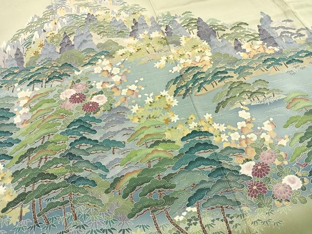 平和屋着物●高級染元　粋峰　林芳夫　京加賀友禅　訪問着　松竹梅　暈し染め　正絹　逸品　AABI1476fy