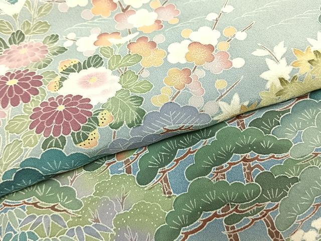 平和屋着物●高級染元　粋峰　林芳夫　京加賀友禅　訪問着　松竹梅　暈し染め　正絹　逸品　AABI1476fy