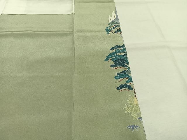 平和屋着物●高級染元　粋峰　林芳夫　京加賀友禅　訪問着　松竹梅　暈し染め　正絹　逸品　AABI1476fy