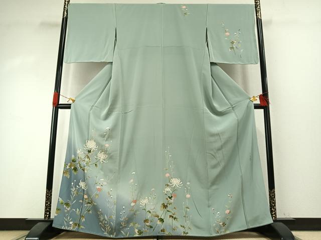 平和屋着物●訪問着　友禅　作家物　枝花文　暈し染め　金彩　正絹　逸品　未使用　AABI1477fy