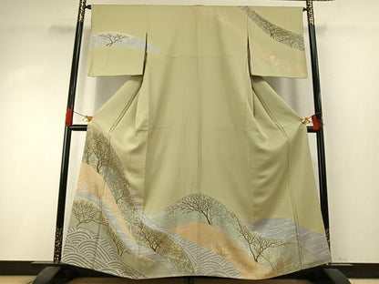 平和屋着物●訪問着　樹林文　金彩　正絹　逸品　AABI1478fy