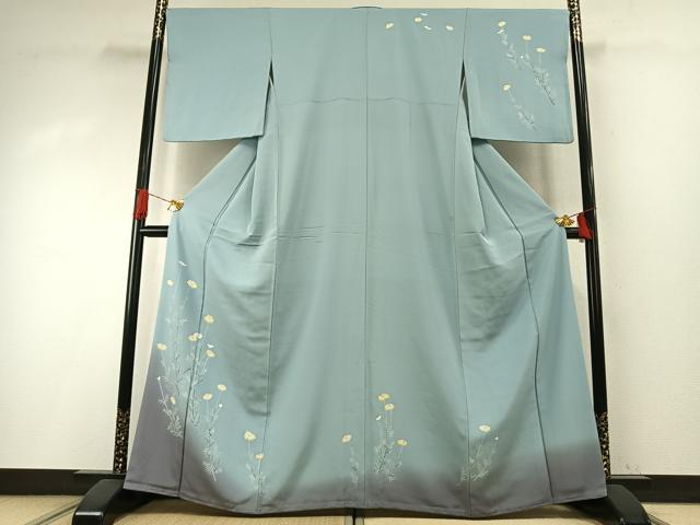 平和屋着物●訪問着　友禅　草花文　暈し染め　正絹　逸品　AABI1479fy