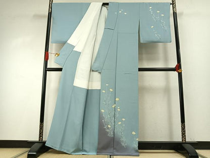 平和屋着物●訪問着　友禅　草花文　暈し染め　正絹　逸品　AABI1479fy