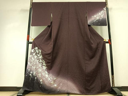 平和屋着物●訪問着　舞桜文　暈し染め　銀彩　正絹　逸品　AABI1482fy