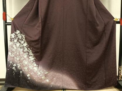 平和屋着物●訪問着　舞桜文　暈し染め　銀彩　正絹　逸品　AABI1482fy