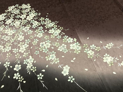 平和屋着物●訪問着　舞桜文　暈し染め　銀彩　正絹　逸品　AABI1482fy
