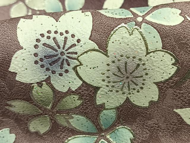 平和屋着物●訪問着　舞桜文　暈し染め　銀彩　正絹　逸品　AABI1482fy