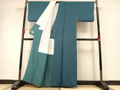 平和屋着物●洗える最高級着物　＜英＞はなぶさ謹製　色無地　納戸色　洗える着物　AABI1484fy