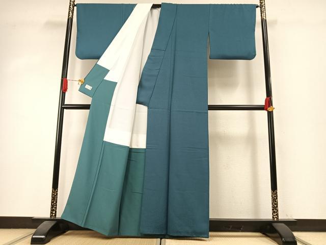 平和屋着物●洗える最高級着物　＜英＞はなぶさ謹製　色無地　納戸色　洗える着物　AABI1484fy
