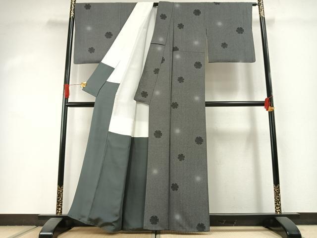 平和屋着物●伝統工芸師　服部光擴　彫士：住田双光　小紋　雪輪文　ほたる暈し　正絹　逸品　AABI1487fy