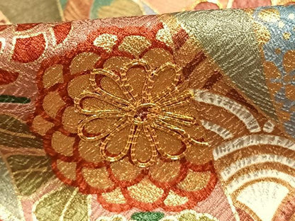 平和屋着物●紫綬褒章　巨匠『岩田専太郎』　振袖　駒刺繍　熨斗花鳥文　暈し染め　金彩　正絹　逸品　AABI1489fy