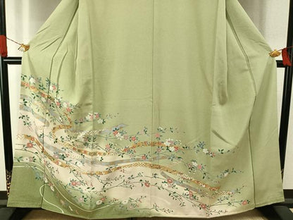 平和屋着物●訪問着　花蝶文　暈し染め　金彩　正絹　逸品　AABI1491fy