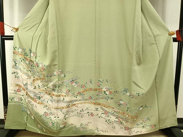 平和屋着物●訪問着　花蝶文　暈し染め　金彩　正絹　逸品　AABI1491fy