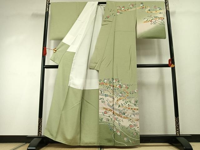 平和屋着物●訪問着　花蝶文　暈し染め　金彩　正絹　逸品　AABI1491fy