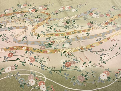 平和屋着物●訪問着　花蝶文　暈し染め　金彩　正絹　逸品　AABI1491fy