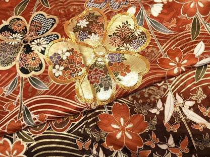平和屋着物●豪華振袖　駒刺繍　花蝶文　暈し染め　金彩　正絹　逸品　AABI1492fy