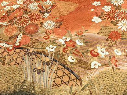 平和屋着物●豪華振袖　駒刺繍　花蝶文　暈し染め　金彩　正絹　逸品　AABI1495fy
