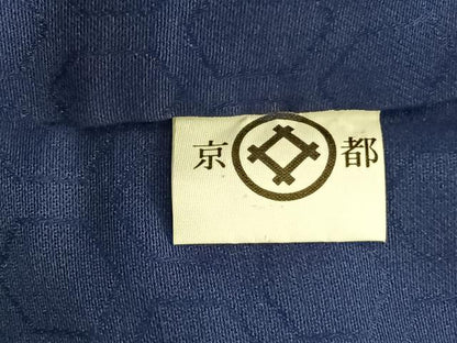 平和屋着物●男性　色紋付・羽織セット　亀甲地紋　紺桔梗色　正絹　逸品　AABI1501fy