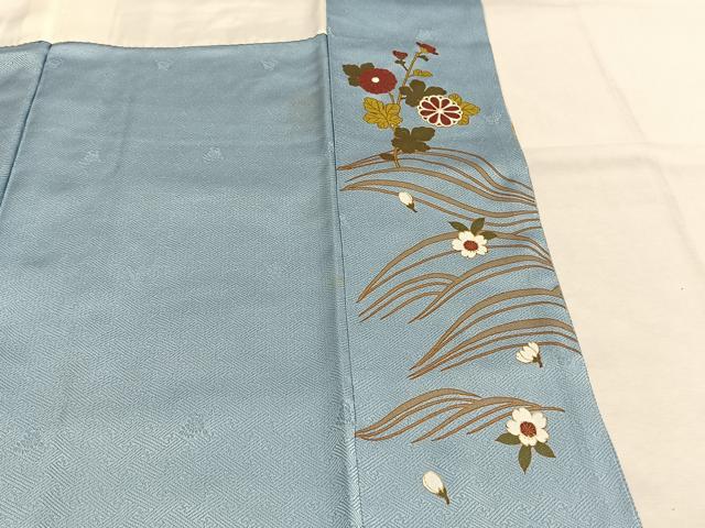 平和屋着物●訪問着　駒刺繍　扇面花文　暈し染め　金銀彩　さが美扱い　正絹　逸品　AABI1503fy