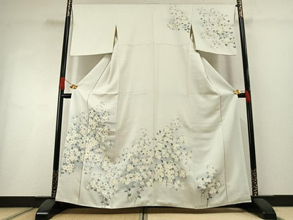 平和屋着物●訪問着　手描き　枝花文　暈し染め　正絹　逸品　AABI1506fy
